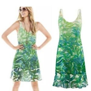 Tropical castaway green palm dress -Cabi